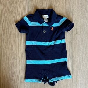 Ralph Lauren Navy and Light Blue Striped Kids One Piece